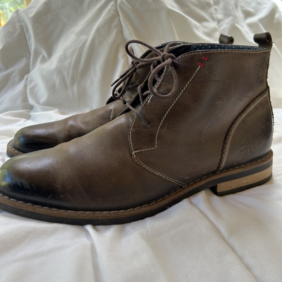 Original Penguin Boots Men's 10.5 Hank OP Chukka Brown Leather Distressed - Picture 1 of 7